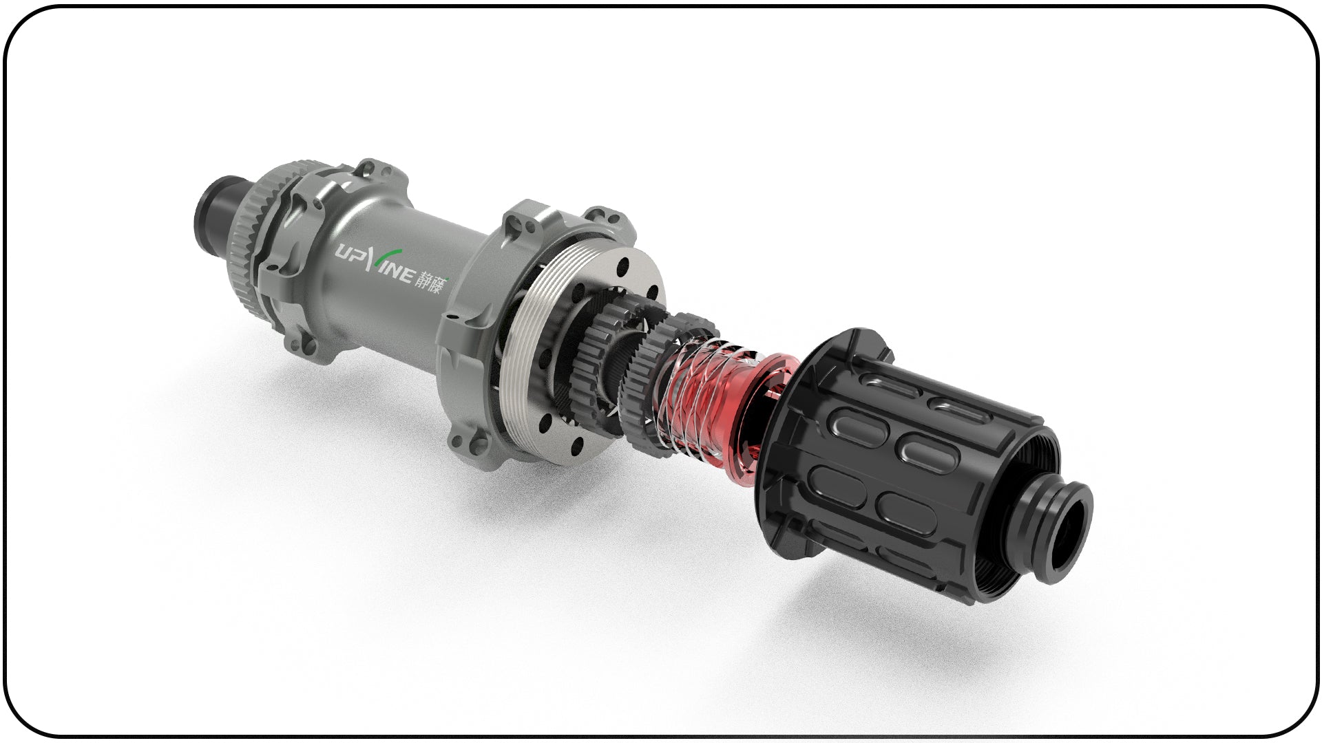 CNC-machined petal flange on the UPVINE wheelset hub
