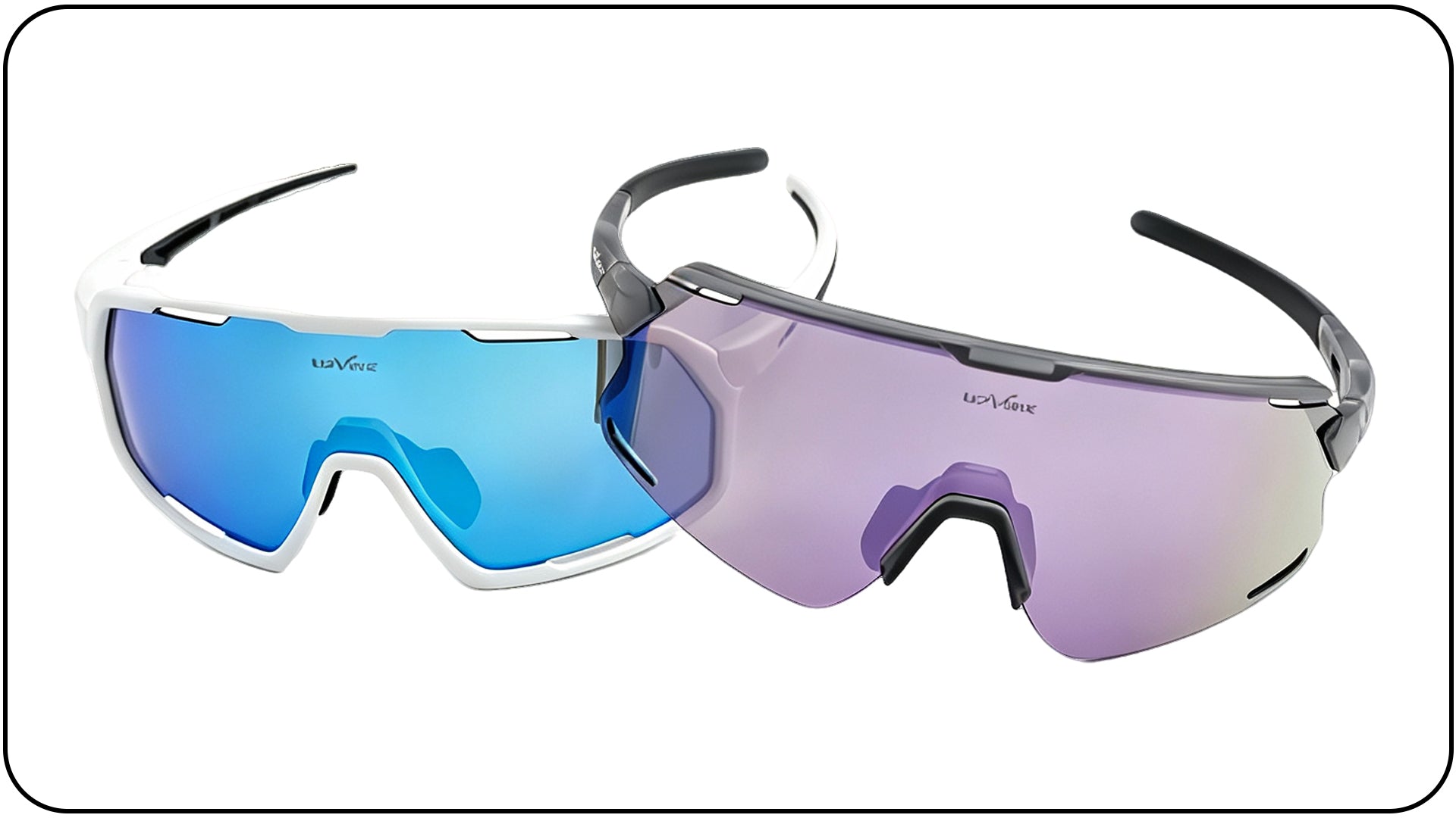 Wraparound frame on UPVINE cycling glasses